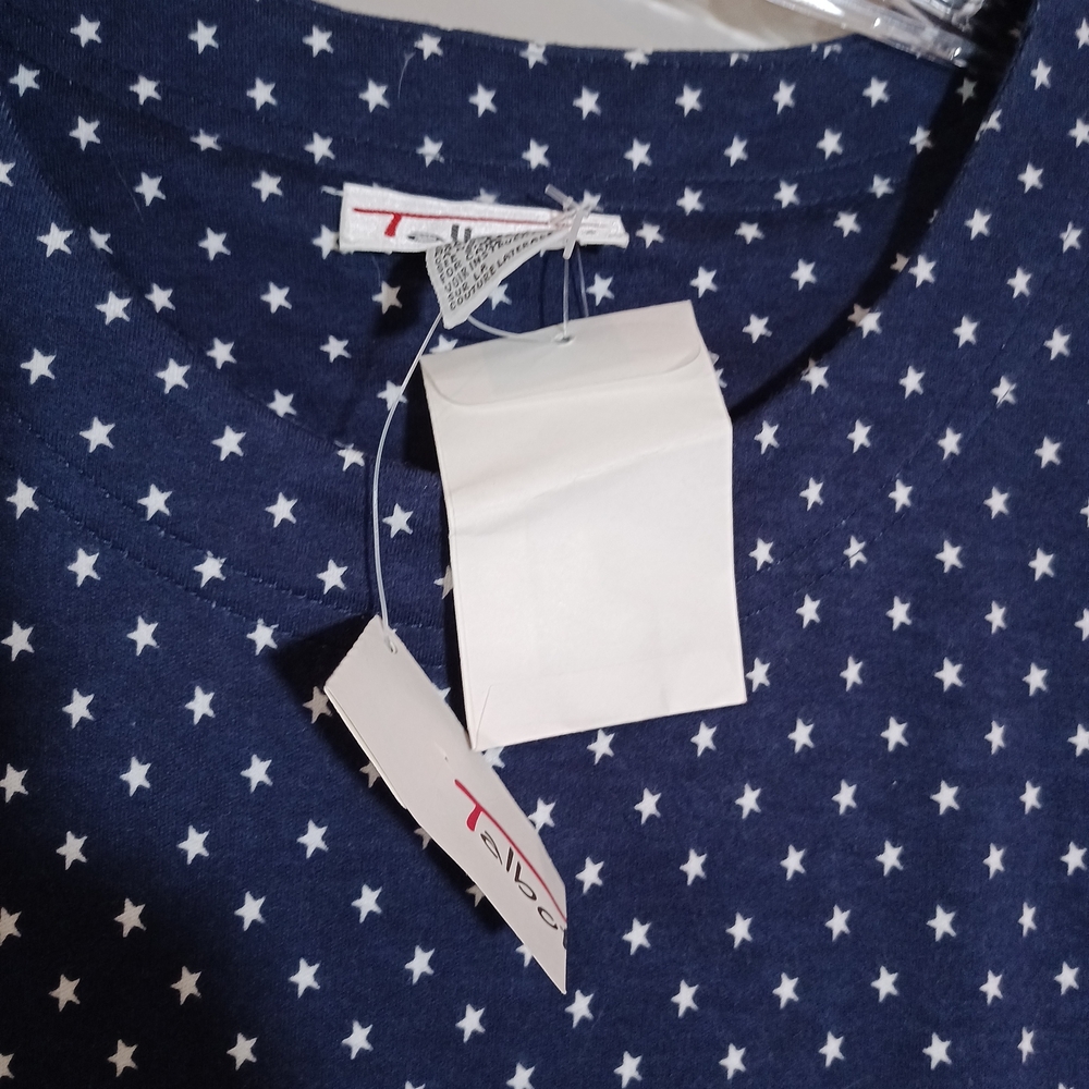 Talbots vintage polka dot star print Button Front Patriotic  Maxi dress Size L - Picture 5 of 8